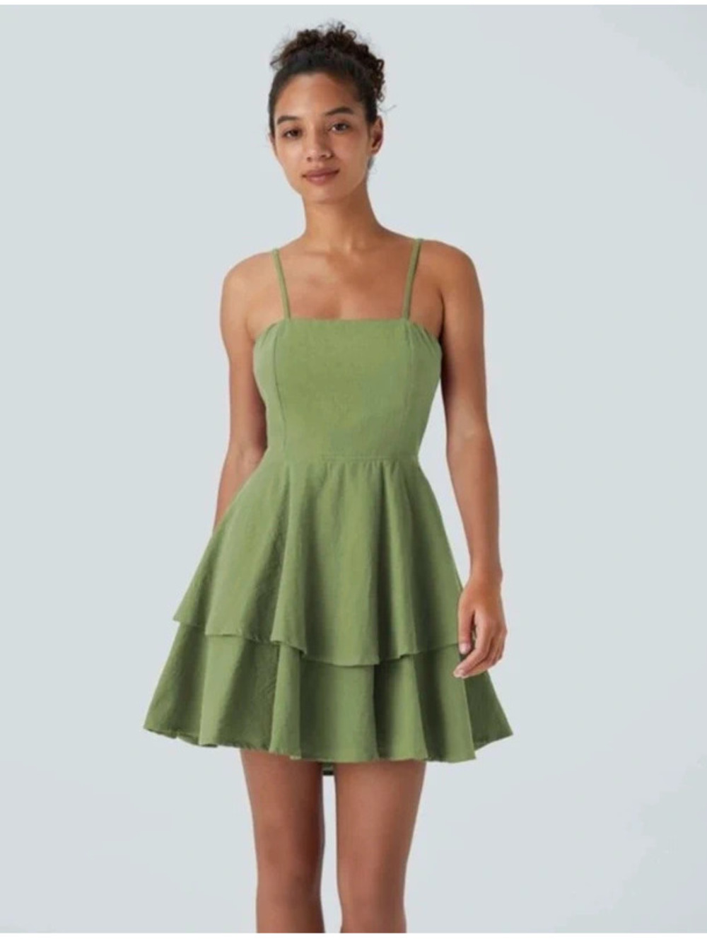 Halara sage green tiered cami mini dress Nwot size M
